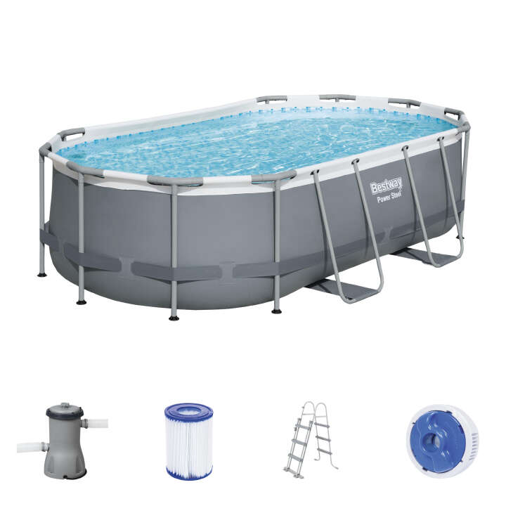 Bestway Power Steel Frame Pool Komplettset inkl. Filterpumpe & Sicherheitsleiter Bestway Power Steel Frame Pool Komplettset inkl. Filterpumpe & Sicherheitsleiter